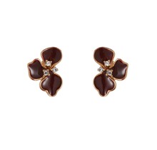 Small Half Lily Stud - 14K + Burgundy E65098-3