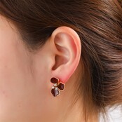 Small Half Lily Stud - 14K + Burgundy E65098-3