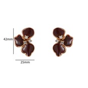 Small Half Lily Stud - 14K + Burgundy E65098-3