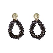 Flower Drop Dangle - 14K + Brown E65074-2