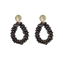 Flower Drop Dangle - 14K + Brown E65074-2