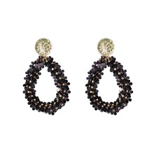 Flower Drop Dangle - 14K + Brown E65074-2