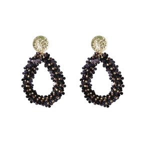 Flower Drop Dangle - 14K + Brown E65074-2