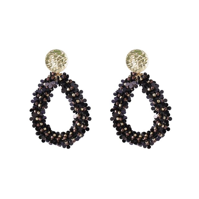 Flower Drop Dangle - 14K + Brown E65074-2
