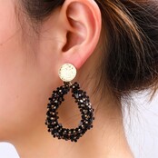 Flower Drop Dangle - 14K + Brown E65074-2