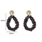 Flower Drop Dangle - 14K + Brown E65074-2