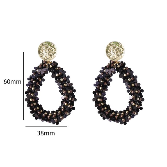 Flower Drop Dangle - 14K + Brown E65074-2