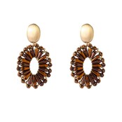 Bold Oval Dangle - 14K + Brown E65061-2
