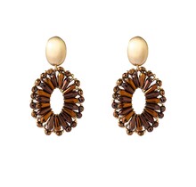 Bold Oval Dangle - 14K + Brown E65061-2