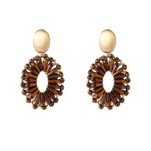 Bold Oval Dangle - 14K + Brown E65061-2