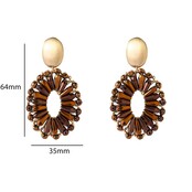 Bold Oval Dangle - 14K + Brown E65061-2