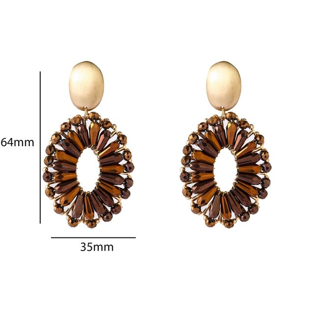 Bold Oval Dangle - 14K + Brown E65061-2