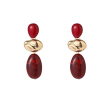Big Stone Dangle - 14K + Burgundy E65115-2