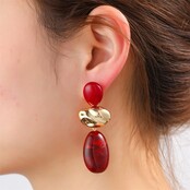 Big Stone Dangle - 14K + Burgundy E65115-2