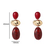 Big Stone Dangle - 14K + Burgundy E65115-2