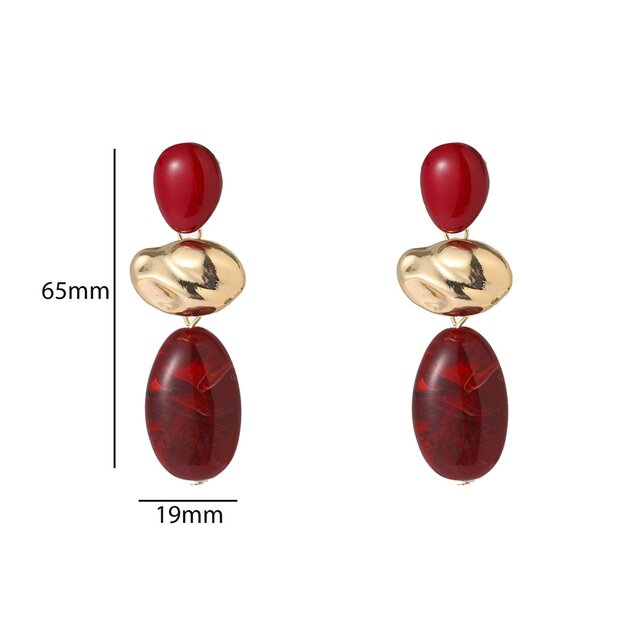 Big Stone Dangle - 14K + Burgundy E65115-2