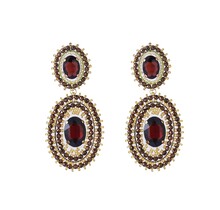 Double Oval Dangle - 14K + Brown E65070-2