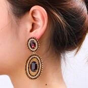 Double Oval Dangle - 14K + Brown E65070-2