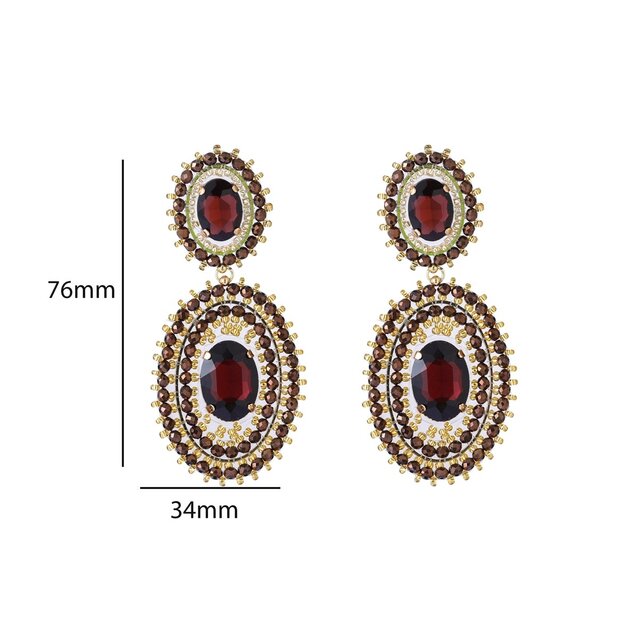 Double Oval Dangle - 14K + Brown E65070-2