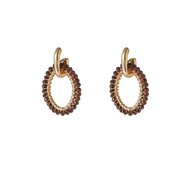 Open Oval Dangle - 14K + Brown E65055-2
