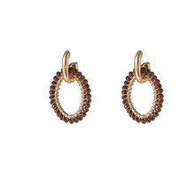 Open Oval Dangle - 14K + Brown E65055-2