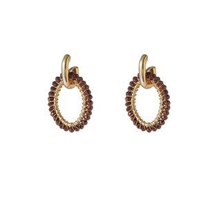 Open Oval Dangle - 14K + Brown E65055-2