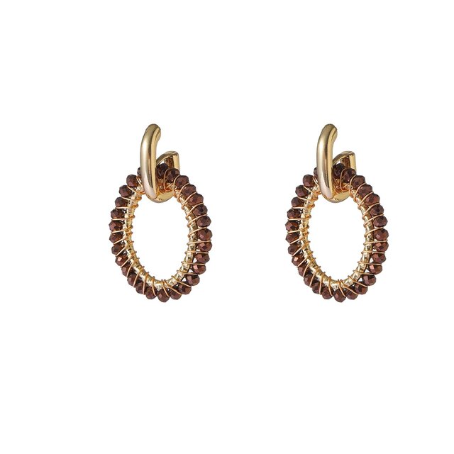 Open Oval Dangle - 14K + Brown E65055-2
