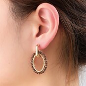 Open Oval Dangle - 14K + Brown E65055-2