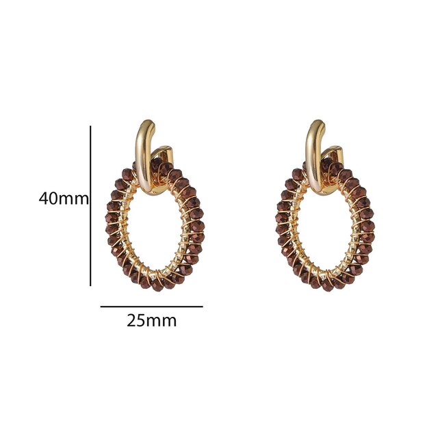 Open Oval Dangle - 14K + Brown E65055-2