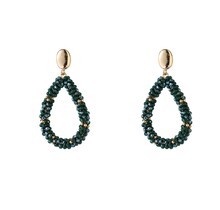 Drop Dangle - 14K + Dark Green E65054-4