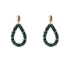 Drop Dangle - 14K + Dark Green E65054-4