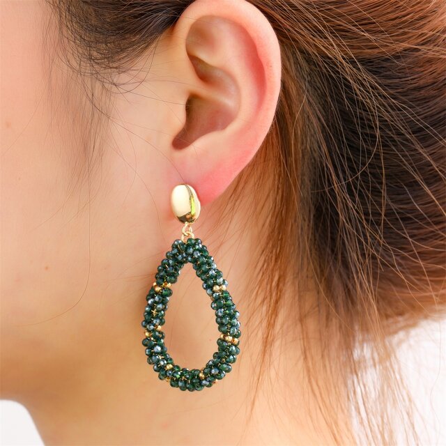 Drop Dangle - 14K + Dark Green E65054-4