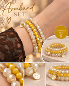 Biba Crystal Armbandenset Oker Beige – 3-Delig Elastisch