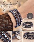 Biba Crystal Armbandenset Donkerpaars – 3-Delig Elastisch