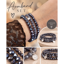 Biba Crystal Armbandenset Donkerpaars – 3-Delig Elastisch