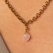 Edelstenen Hartjesbedel • Rose Quartz