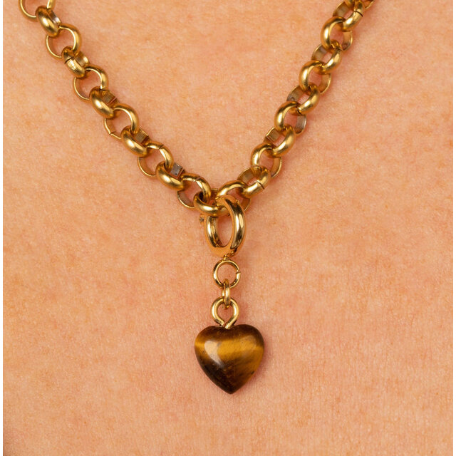 Edelstenen Hartjesbedel • Tiger Eye
