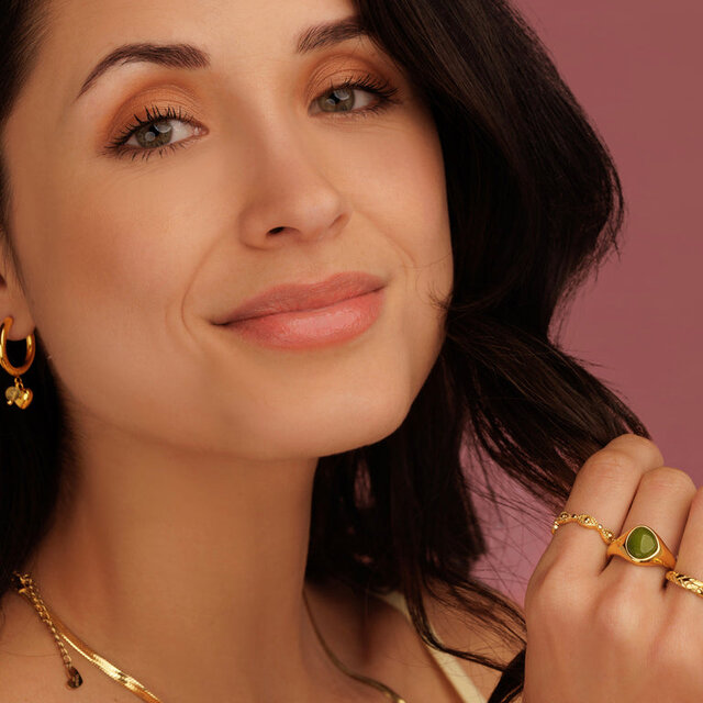 Gouden Ring met Organische Vorm - Peridot