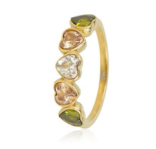 Hartjes Ring met Kleurrijke Kristalglazen