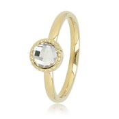 Ring met Ronde Glassteen & Getwist Randje • Kristal • Goud