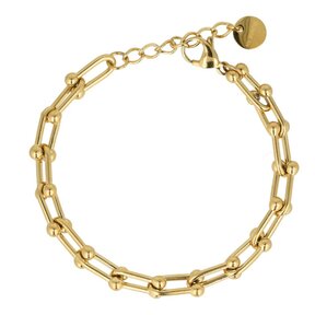 Gouden dames schakelarmband met bolletjes