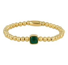 Gouden Elastische Armband met Green Agate Edelsteen