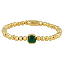 Gouden Elastische Armband met Green Agate Edelsteen