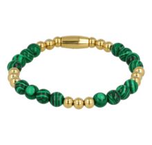 Gouden Malachite Armband Elastisch Dames