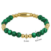 Gouden Malachite Armband Elastisch Dames