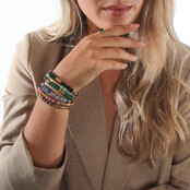Gouden Damesarmband Onyx Edelsteen Elastisch