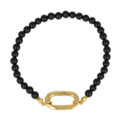 Armband met Gouden Schakel en Hartje • Onyx