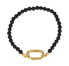 Armband met Gouden Schakel en Hartje • Onyx