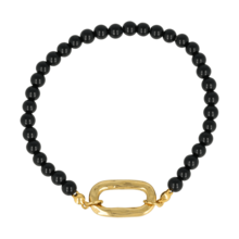 Armband met Gouden Schakel en Hartje • Onyx