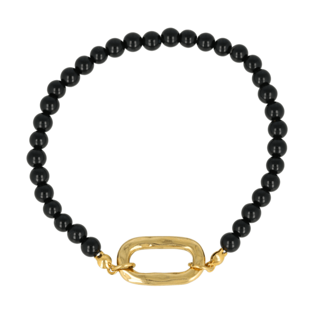 Armband met Gouden Schakel en Hartje • Onyx
